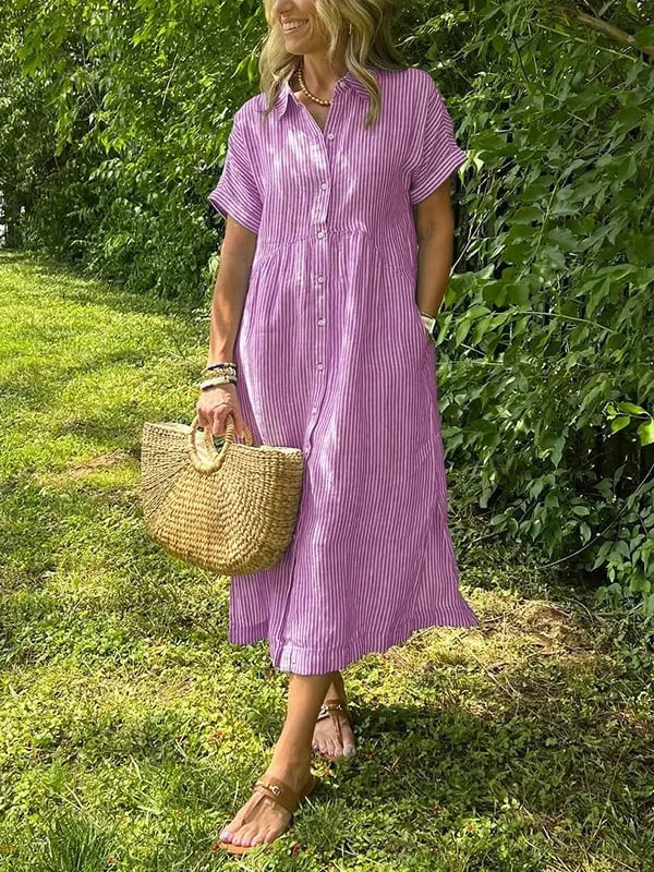 Vestido camiseiro listrado