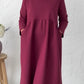👗Vestido midi largo para mulher com decote redondo e bolsos – conforto sem esforço e elegância para o dia a dia✨
