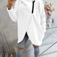 Sweatshirt de mulher com capuz de cor sólida, bolso frontal e fecho