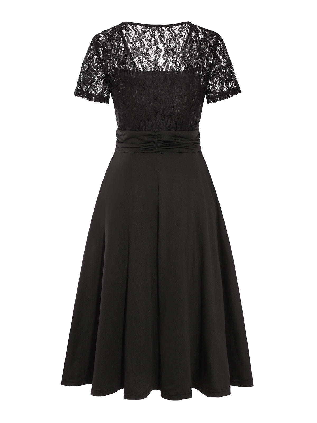 Vestido elegante de renda para mulher com decote em V