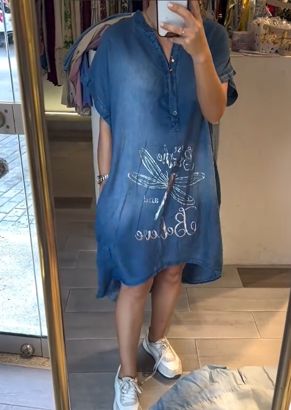 Vestido de verão para mulher, solto e confortável, com decote em V