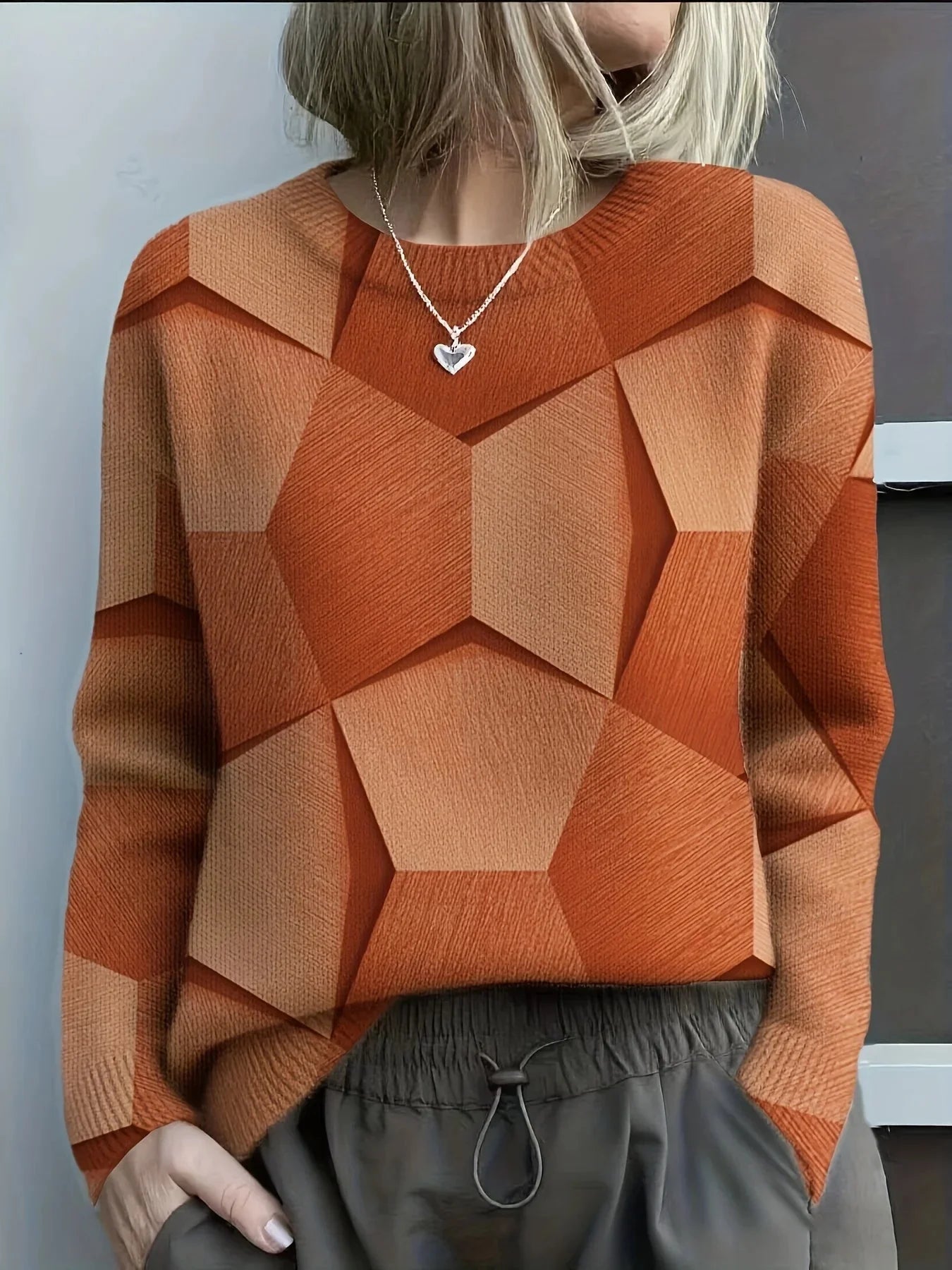 Camisola de mulher com estampa geométrica 3D