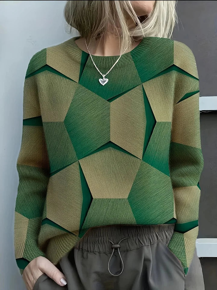 Camisola de mulher com estampa geométrica 3D