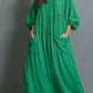 Vestido casual em linho e algodão