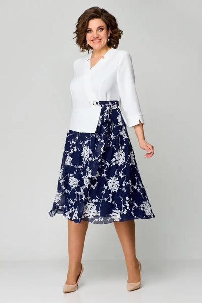 【S-5XL】2025 novo vestido azul e branco fresco