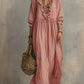Vestido comprido feminino casual e elegante com estampado às riscas e folhos para férias