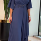 Elegante vestido comprido em chiffon com decote em V