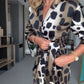 Vestido casual para mulher com estampa de leopardo