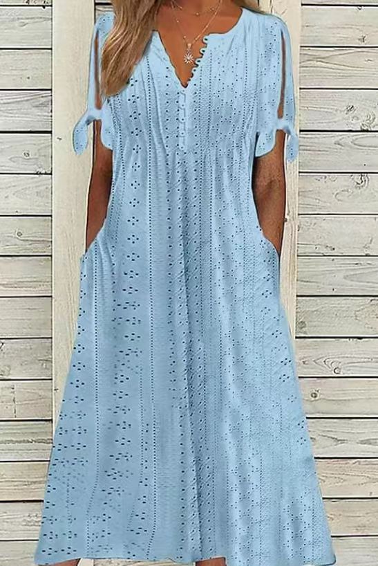 Vestido elegante com decote em V para mulher