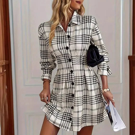 【Tamanhos S-5XL】👗Vestido xadrez francês