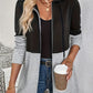 Sweatshirt com capuz casual para mulher com blocos de cor - Tecido elástico leve