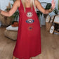 Vestido feminino com alças e decote redondo