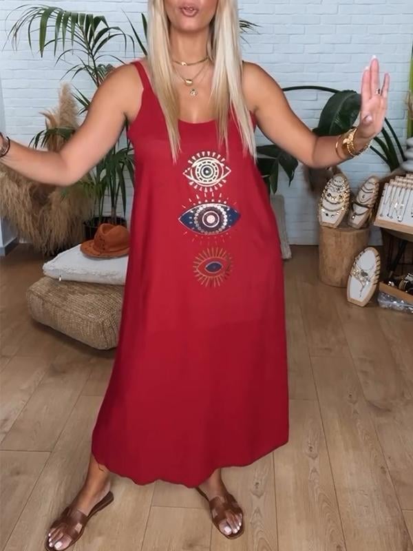 Vestido feminino com alças e decote redondo