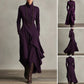 Elegante Vestido Longo para Mulher com Gola Alta, Assimétrico e Drapeado