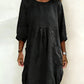 Vestido largo em algodão com mangas 3/4
