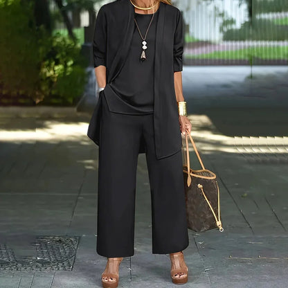 🧥Um elegante conjunto feminino de três peças com um corte descontraído🍂