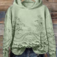 Sweatshirt casual para mulher com capuz floral texturizado e bolsos