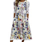 ✨🌺Vestido midi para mulher com estampado floral, mangas 3/4 e bolsos