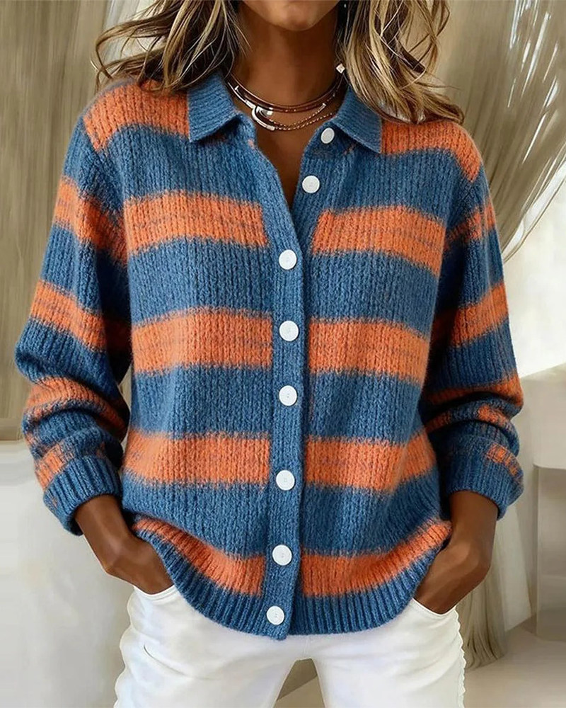 Cardigan às riscas para uso diário