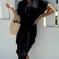 Vestido curto casual de cor sólida com laço