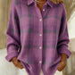 Camisola retro xadrez feminina em estilo casual contrastante