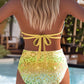 Soutien de biquíni sexy com estampado halter
