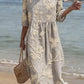 Vestido Midi Fluido com Bordado Floral – Coleção Vintage Elegante