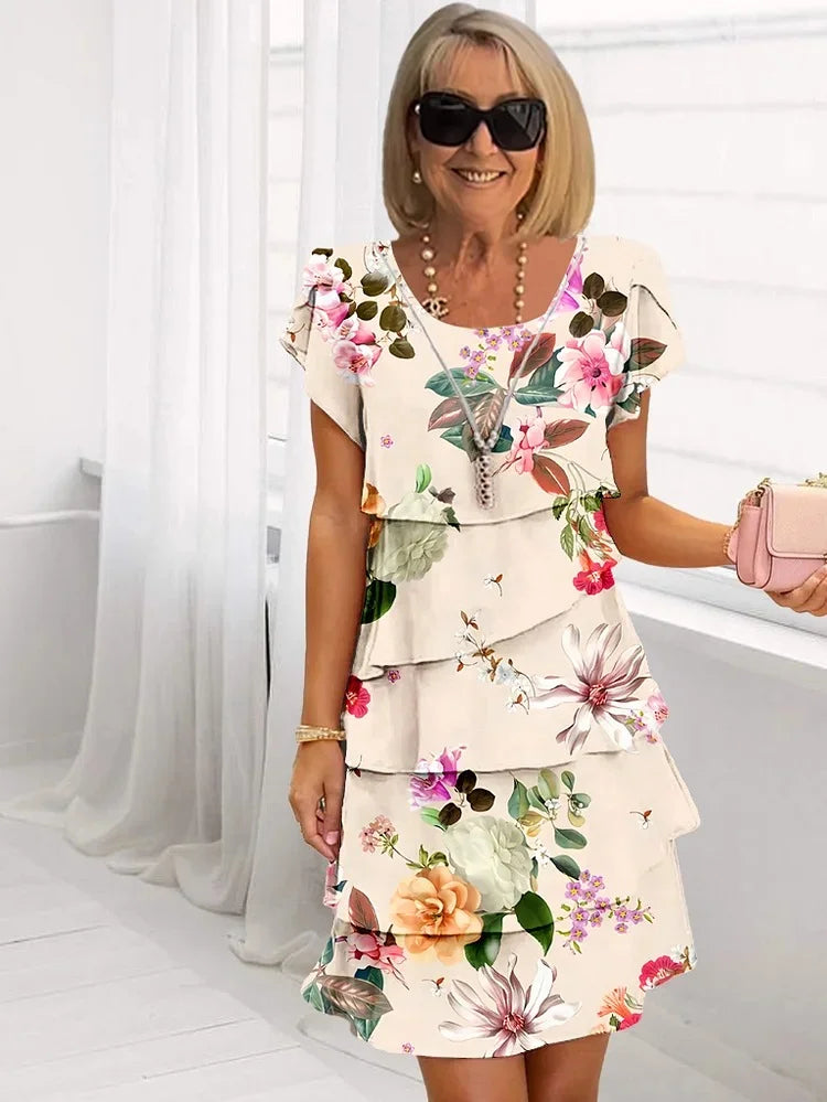 Vestido em camadas com estampado floral