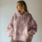 Sweatshirt casual para mulher com capuz e estampa floral bordada
