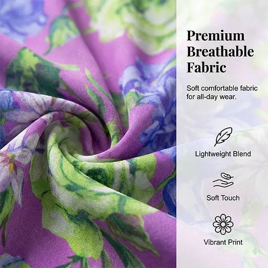 Vestido de menina evasé com decote em V, folho na base e estampado floral