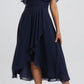 Vestido de menina com decote em V e entretela em chiffon