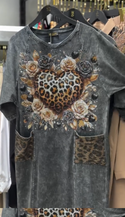 Vestido de menina retro solto e confortável com estampa de verão