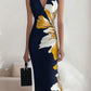 Vestido estampado sem mangas