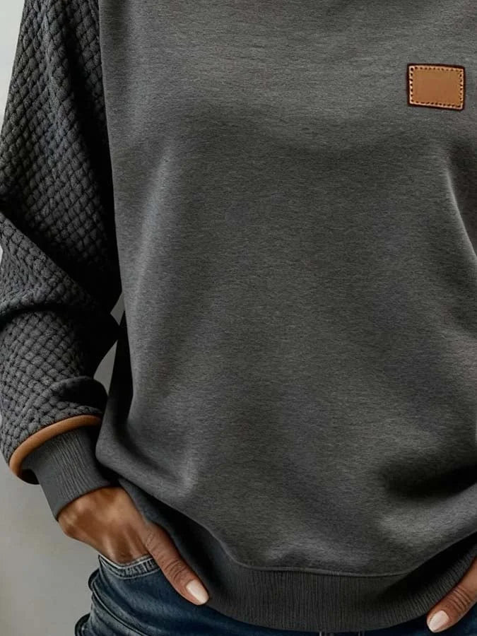 Sweatshirt casual para mulher com blocos de cores