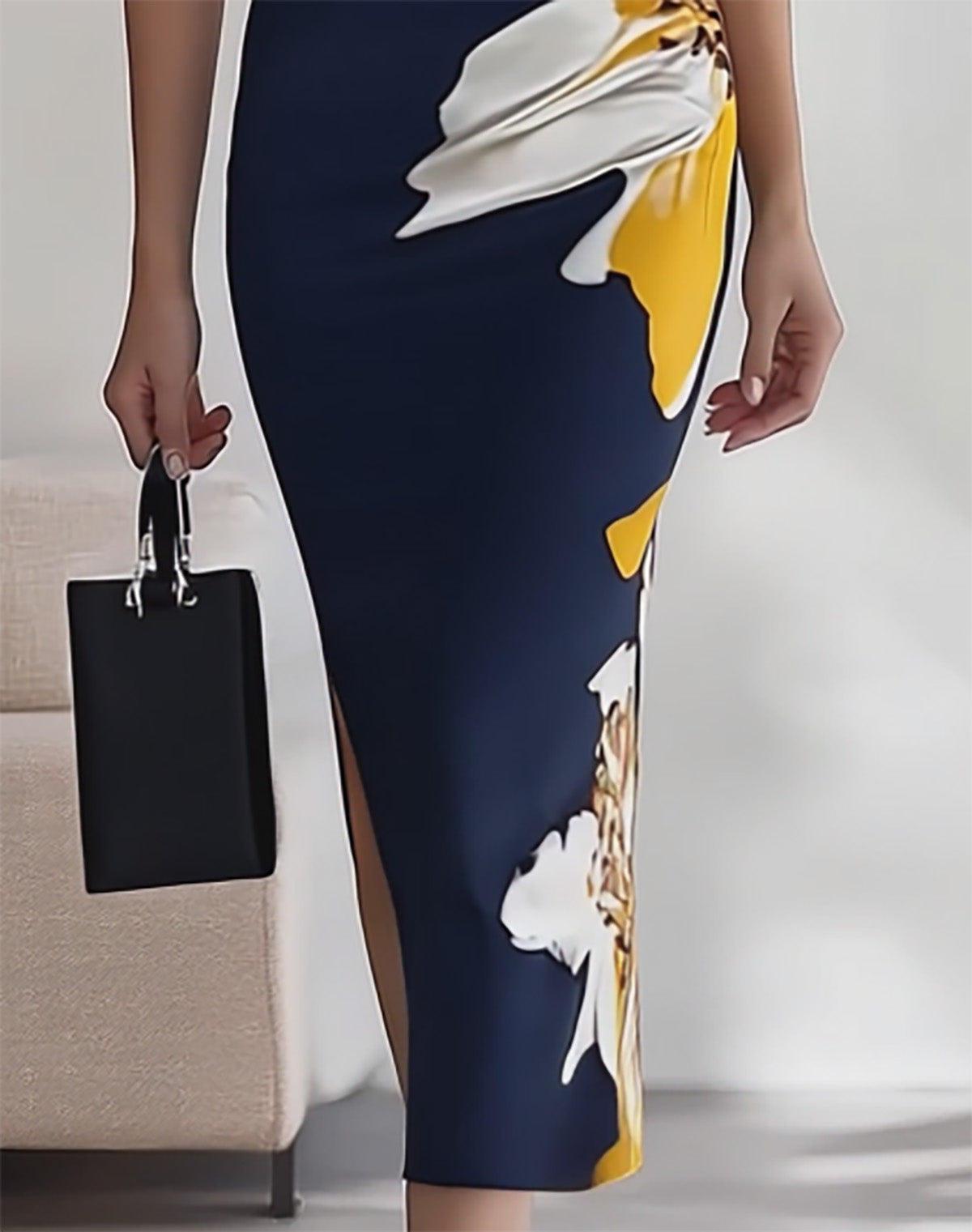 Vestido estampado sem mangas