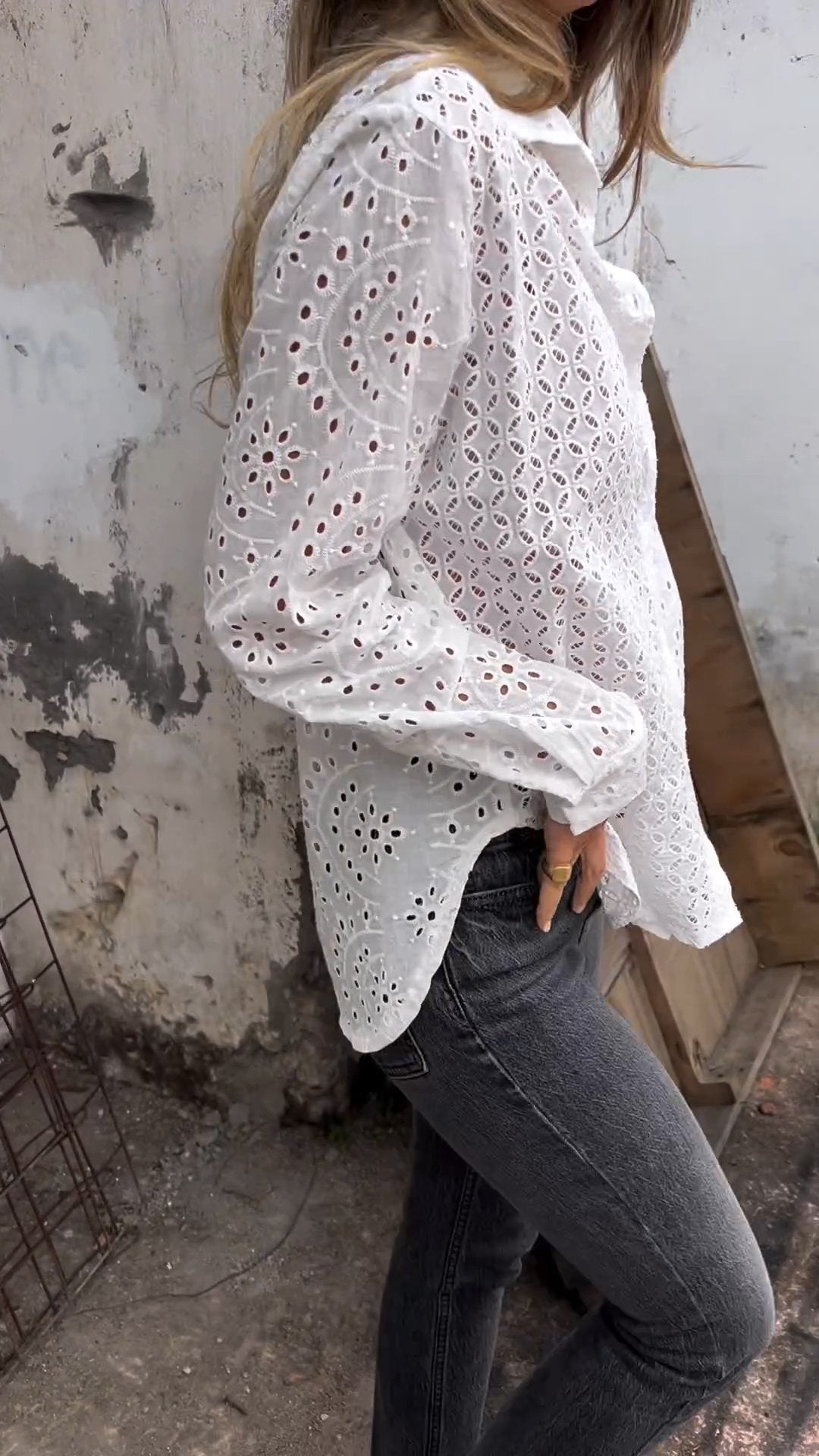 Camisa de renda branca