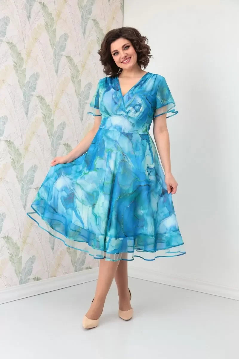 【S-5XL】Novo vestido elegante de chiffon ondulado 2025💙