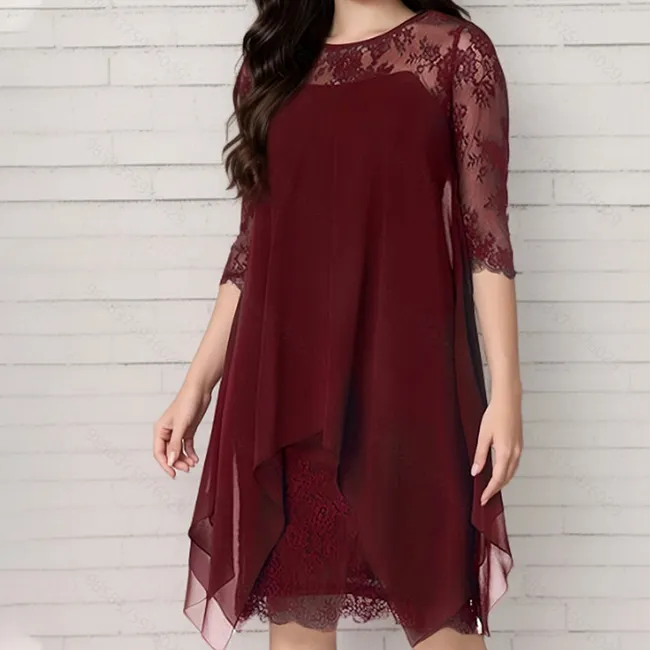 ✨Vestido de chiffon para mulher com renda