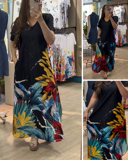 🦋🌼Vestido comprido com estampado de borboleta