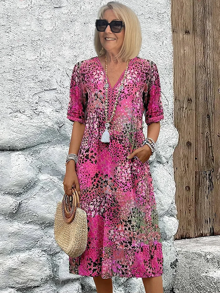 Vestido elegante com estampado de leopardo