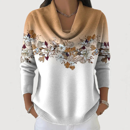 Camisola de mulher com decote drapeado e estampado floral