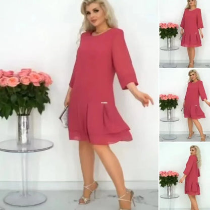 🌷Vestido de menina rosa com folhos em cor sólida