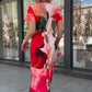 Vestido comprido elegante com estampado floral para mulher