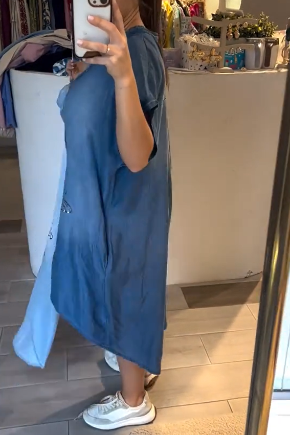 Vestido de verão para mulher, solto e confortável, com decote em V