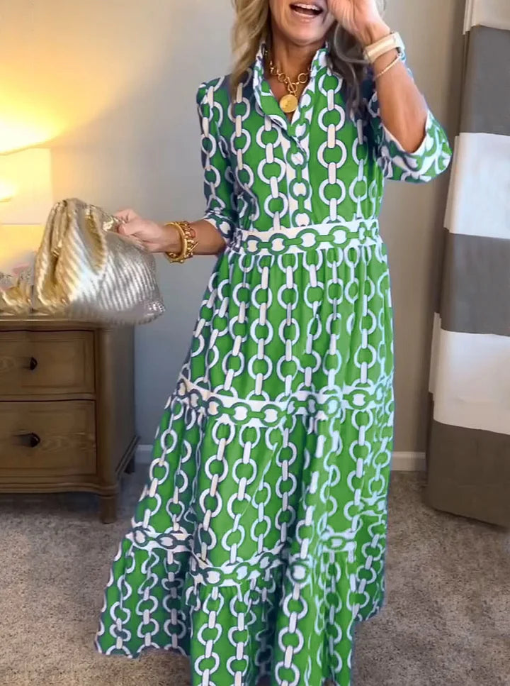 Vestido estampado com lapelas (quase esgotado)