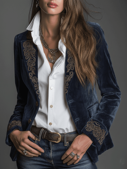 Blazer de veludo bordado