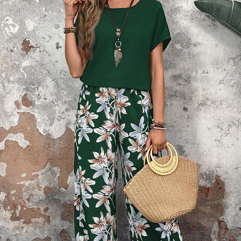 🌹Conjunto casual de senhora de duas peças com estampado