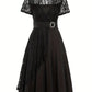 Vestido elegante de renda para mulher com decote em V
