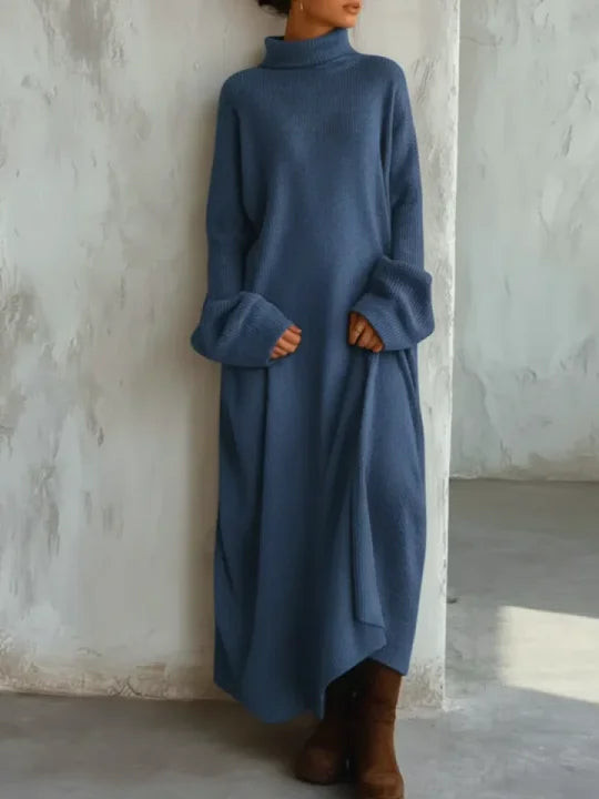 Vestido comprido de malha largo e confortável para mulher