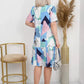 Vestido midi para menina com estampado geométrico e barra franzida